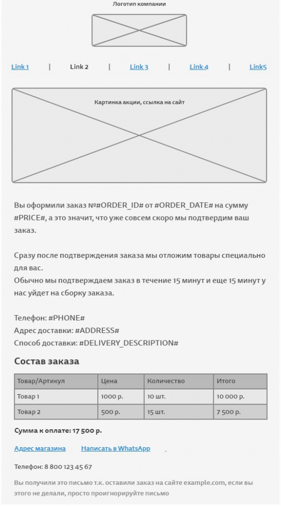 Макет письма