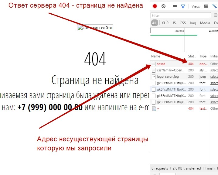 Работа 404-й страницы