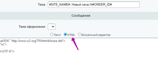 Режим визуального редактора HTML